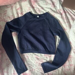 AERIE Navy Blue Long Sleeve Crop Top